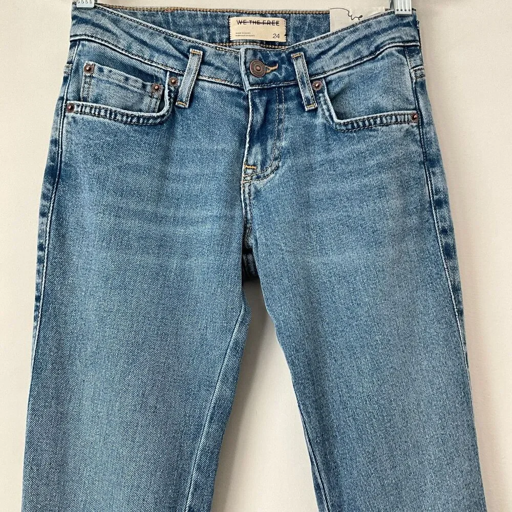 We The Free Emre Flare Frayed Hem Jeans Light Blue 24